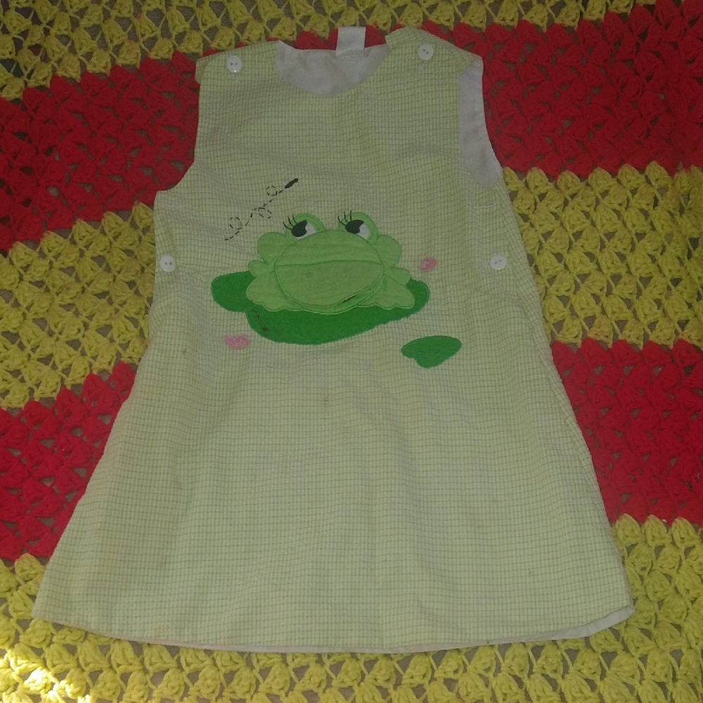 Green Frog Patterned Dress